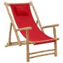 Silla de playa de bambú y lona rojo de vidaXL, Sillas de jardín - Ref: Foro24-318597, Precio: 49,96 €, Descuento: %