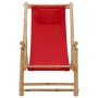 Silla de playa de bambú y lona rojo de vidaXL, Sillas de jardín - Ref: Foro24-318597, Precio: 49,96 €, Descuento: %