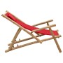 Silla de playa de bambú y lona rojo de vidaXL, Sillas de jardín - Ref: Foro24-318597, Precio: 49,96 €, Descuento: %