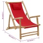 Silla de playa de bambú y lona rojo de vidaXL, Sillas de jardín - Ref: Foro24-318597, Precio: 49,96 €, Descuento: %