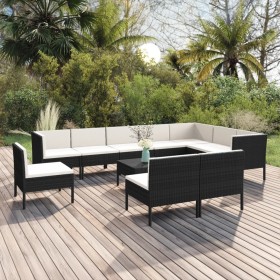 Garden furniture set 11 pieces black synthetic rattan cushions by vidaXL, Garden sets - Ref: Foro24-3094452, Price: 803,48 €,...