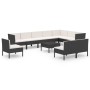 Set de muebles de jardín 11 pzas cojines ratán sintético negro de vidaXL, Conjuntos de jardín - Ref: Foro24-3094452, Precio: ...