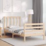 Bed frame with solid wood headboard 90x200 cm by vidaXL, Beds and slatted bases - Ref: Foro24-3193841, Price: 94,15 €, Discou...