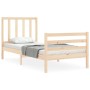 Bed frame with solid wood headboard 90x200 cm by vidaXL, Beds and slatted bases - Ref: Foro24-3193841, Price: 94,15 €, Discou...