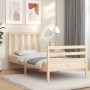 Bed frame with solid wood headboard 90x200 cm by vidaXL, Beds and slatted bases - Ref: Foro24-3193841, Price: 94,15 €, Discou...