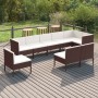 9-teiliges Gartenmöbel-Set und braune synthetische Rattankissen von vidaXL, Gartensets - Ref: Foro24-3094403, Preis: 690,28 €...