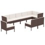 Set muebles de jardín 9 piezas y cojines ratán sintético marrón de vidaXL, Conjuntos de jardín - Ref: Foro24-3094403, Precio:...