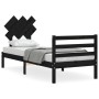 Bed frame with black solid wood headboard 90x200 cm by vidaXL, Beds and slatted bases - Ref: Foro24-3195275, Price: 114,93 €,...