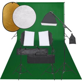 Fotostudio-Set mit Lichtset, Hintergrund und Reflektor von vidaXL, Blitze und Studiobeleuchtung - Ref: Foro24-3094694, Preis:...