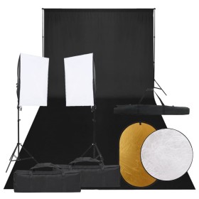 Fotostudio-Kit mit Lichtanlage, Kulisse und Reflektor von vidaXL, Blitze und Studiobeleuchtung - Ref: Foro24-3094762, Preis: ...