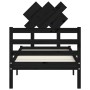 Bed frame with black solid wood headboard 90x200 cm by vidaXL, Beds and slatted bases - Ref: Foro24-3195275, Price: 116,63 €,...