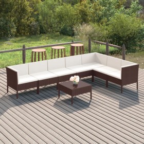 8-teiliges Gartenmöbel-Set und braune synthetische Rattankissen von vidaXL, Gartensets - Ref: Foro24-3094427, Preis: 605,28 €...