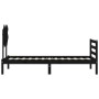 Bed frame with black solid wood headboard 90x200 cm by vidaXL, Beds and slatted bases - Ref: Foro24-3195275, Price: 116,63 €,...