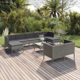 10-teiliges Gartenmöbel-Set und graue synthetische Rattankissen von vidaXL, Gartensets - Ref: Foro24-3094578, Preis: 651,99 €...