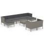 Set de muebles de jardín 10 pzas y cojines ratán sintético gris de vidaXL, Conjuntos de jardín - Ref: Foro24-3094578, Precio:...