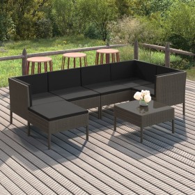 7-teiliges Gartenmöbel-Set und graue synthetische Rattankissen von vidaXL, Gartensets - Ref: Foro24-3094410, Preis: 493,09 €,...