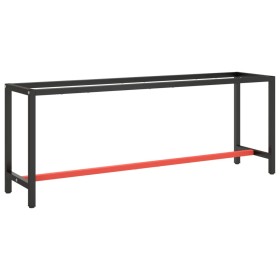 Matte black and red metal workbench structure 210x50x79cm by vidaXL, Table legs - Ref: Foro24-151454, Price: 98,54 €, Discoun...