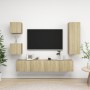 Living room TV set, 5-piece engineered oak Sonoma wood. by vidaXL, TV Furniture - Ref: Foro24-3079011, Price: 160,99 €, Disco...