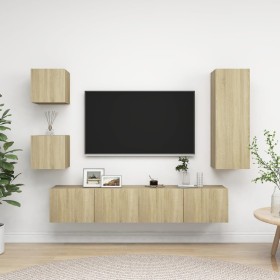 5-teiliges Wohnzimmermöbelset TV aus Sonoma-Eichen-Engineer-Holz von vidaXL, TV-Möbel - Ref: Foro24-3079011, Preis: 160,99 €,...