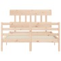 Bed frame with solid wood headboard 140x200 cm by vidaXL, Beds and slatted bases - Ref: Foro24-3195156, Price: 120,99 €, Disc...