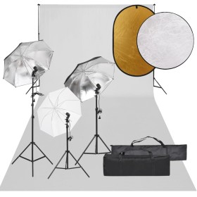 Fotostudio-Set mit Lichtset, Hintergrund und Reflektor von vidaXL, Blitze und Studiobeleuchtung - Ref: Foro24-3094726, Preis:...