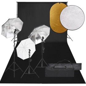 Photo studio kit with light set, background and reflector by vidaXL, Flashes and studio lighting - Ref: Foro24-3094719, Price...