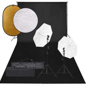 Fotostudio-Set mit Lichtset, Hintergrund und Reflektor von vidaXL, Blitze und Studiobeleuchtung - Ref: Foro24-3094658, Preis:...