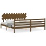 Estructura cama y cabecero madera maciza marrón miel 200x200 cm de vidaXL, Camas y somieres - Ref: Foro24-3195309, Precio: 17...