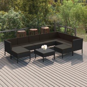 Gartenmöbel-Set 10 Stück schwarze synthetische Rattankissen von vidaXL, Gartensets - Ref: Foro24-3094437, Preis: 694,99 €, Ra...