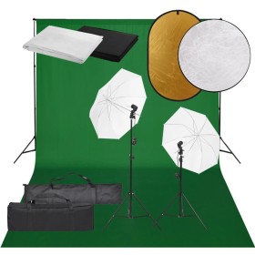 Kit de estudio fotográfico con set de luces, fondo y reflector de vidaXL, Flashes e iluminaciones de estudio - Ref: Foro24-30...