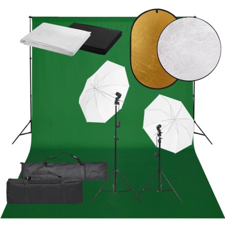 Fotostudio-Set mit Lichtset, Hintergrund und Reflektor von vidaXL, Blitze und Studiobeleuchtung - Ref: Foro24-3094636, Preis:...