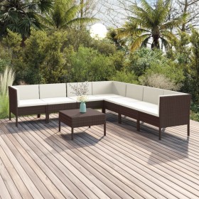 8-teiliges Gartenmöbel-Set und braune synthetische Rattankissen von vidaXL, Gartensets - Ref: Foro24-3094455, Preis: 605,99 €...