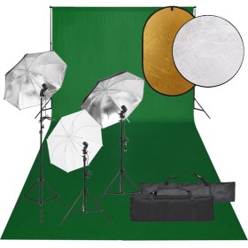 Fotostudio-Set mit Lichtset, Hintergrund und Reflektor von vidaXL, Blitze und Studiobeleuchtung - Ref: Foro24-3094724, Preis:...