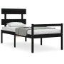 Bed frame with black solid wood headboard 90x200 cm by vidaXL, Beds and slatted bases - Ref: Foro24-3195340, Price: 103,68 €,...