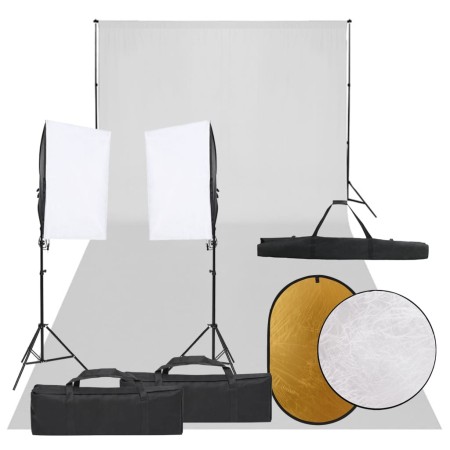 Kit de estudio fotográfico con set de luces, fondo y reflector de vidaXL, Flashes e iluminaciones de estudio - Ref: Foro24-30...