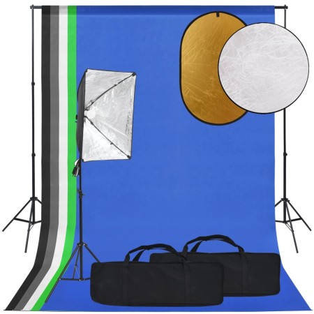 Photo studio kit with softbox, background and reflector by vidaXL, Flashes and studio lighting - Ref: Foro24-3094670, Price: ...