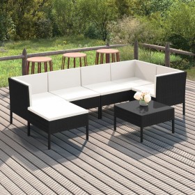 7-teiliges Gartenmöbel-Set und schwarze synthetische Rattankissen von vidaXL, Gartensets - Ref: Foro24-3094408, Preis: 536,99...