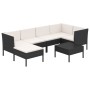 Set muebles de jardín 7 pzas y cojines ratán sintético negro de vidaXL, Conjuntos de jardín - Ref: Foro24-3094408, Precio: 53...