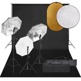 Fotostudio-Kit mit Lichtanlage, Kulisse und Reflektor von vidaXL, Blitze und Studiobeleuchtung - Ref: Foro24-3094722, Preis: ...