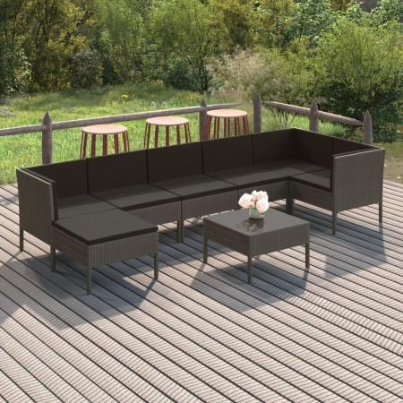 8-teiliges Gartenmöbel-Set und graue synthetische Rattankissen von vidaXL, Gartensets - Ref: Foro24-3094414, Preis: 537,99 €,...