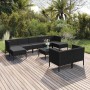 Set Gartenmöbel 10 Stück und Kissen schwarz synthetischen Rattan von vidaXL, Gartensets - Ref: Foro24-3094577, Preis: 627,99 ...