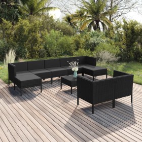 Set Gartenmöbel 10 Stück und Kissen schwarz synthetischen Rattan von vidaXL, Gartensets - Ref: Foro24-3094577, Preis: 627,99 ...