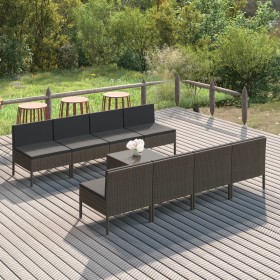 9-piece garden furniture set and gray synthetic rattan cushions by vidaXL, Garden sets - Ref: Foro24-3094334, Price: 560,17 €...