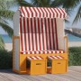 Silla playa Strandkorb dosel ratán sintético madera rojo blanco de vidaXL, Tumbonas - Ref: Foro24-318656, Precio: 230,69 €, D...