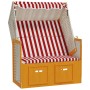 Silla playa Strandkorb dosel ratán sintético madera rojo blanco de vidaXL, Tumbonas - Ref: Foro24-318656, Precio: 230,69 €, D...