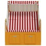 Silla playa Strandkorb dosel ratán sintético madera rojo blanco de vidaXL, Tumbonas - Ref: Foro24-318656, Precio: 230,69 €, D...