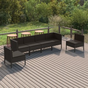 6-piece garden furniture set and black synthetic rattan cushions by vidaXL, Garden sets - Ref: Foro24-3094349, Price: 431,51 ...