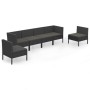 Set de muebles de jardín 6 pzas y cojines ratán sintético negro de vidaXL, Conjuntos de jardín - Ref: Foro24-3094349, Precio:...