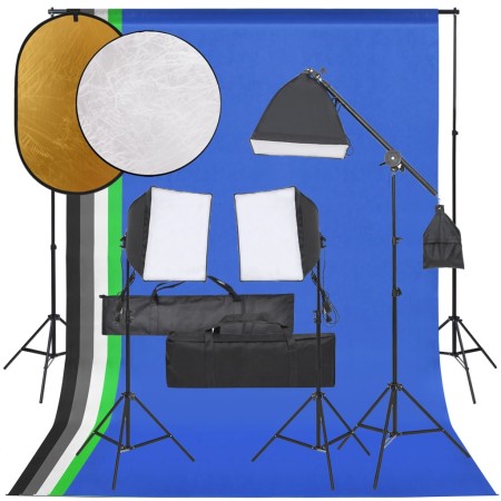 Photo studio kit with light set, background and reflector by vidaXL, Flashes and studio lighting - Ref: Foro24-3094697, Price...