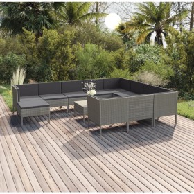 Gartenmöbel Set 12 Stück und Kissen Kunststoff Rattan grau von vidaXL, Gartensets - Ref: Foro24-3094514, Preis: 976,99 €, Rab...